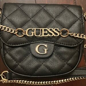 Guess Elegant Black Quilted Shoulder or Crossbody Bag.